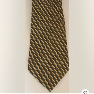Vintage Gianni Versace Men Neck Tie Brown Blue Geometrical 100% Silk Italy Made